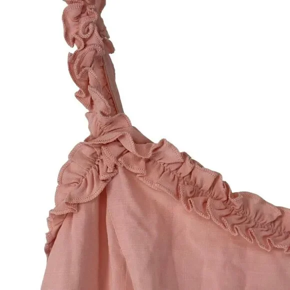 BooHoo Dress Pink Ruffle Sun Dress Smocked Womens Size 8 Knee Length Preppy NEW - Picture 4 of 10